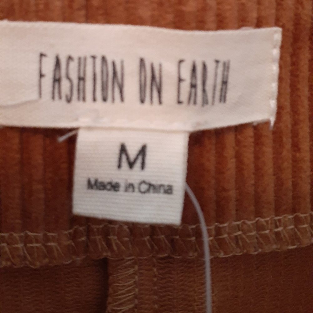 NWT Fashion On Earth Tan Corduroy Zip Front Mini Skirt size M - Picture 6 of 8